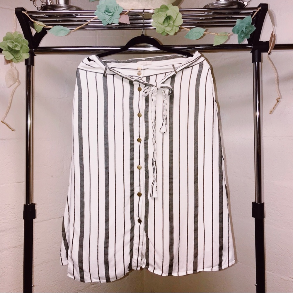 LOFT Striped Midi Skirt